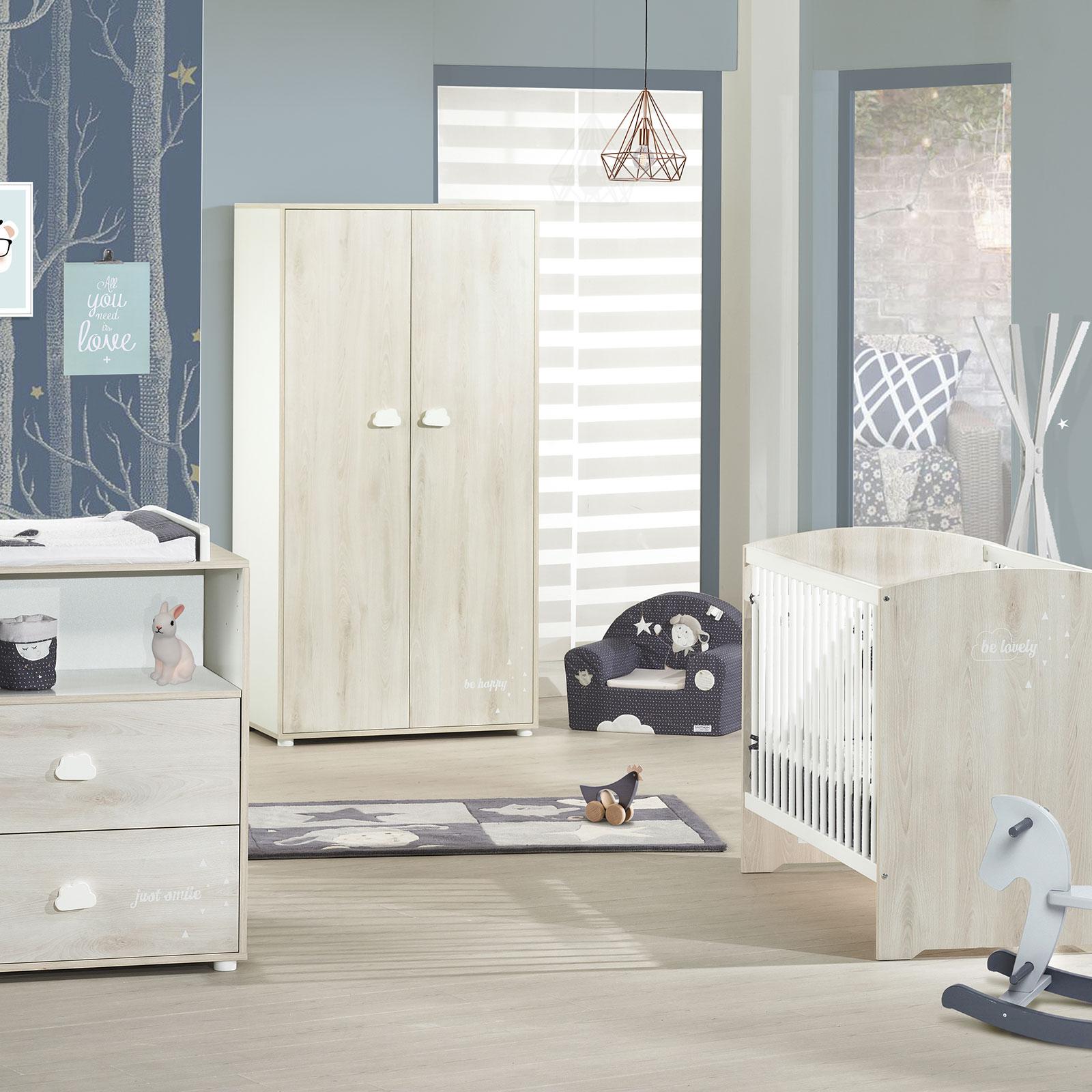Lit Bebe Combine Evolutif Smile Hetre Cendre 60 X