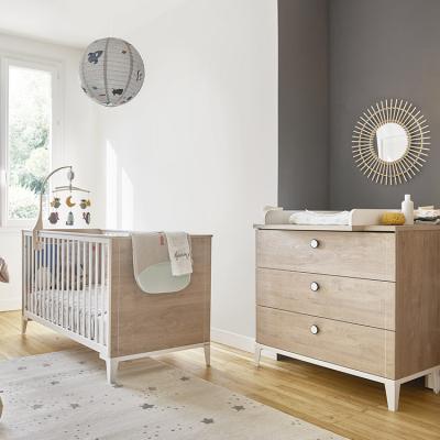 Lit Bebe Evolutif Et Caissons Mobiles Gris Clair Sable