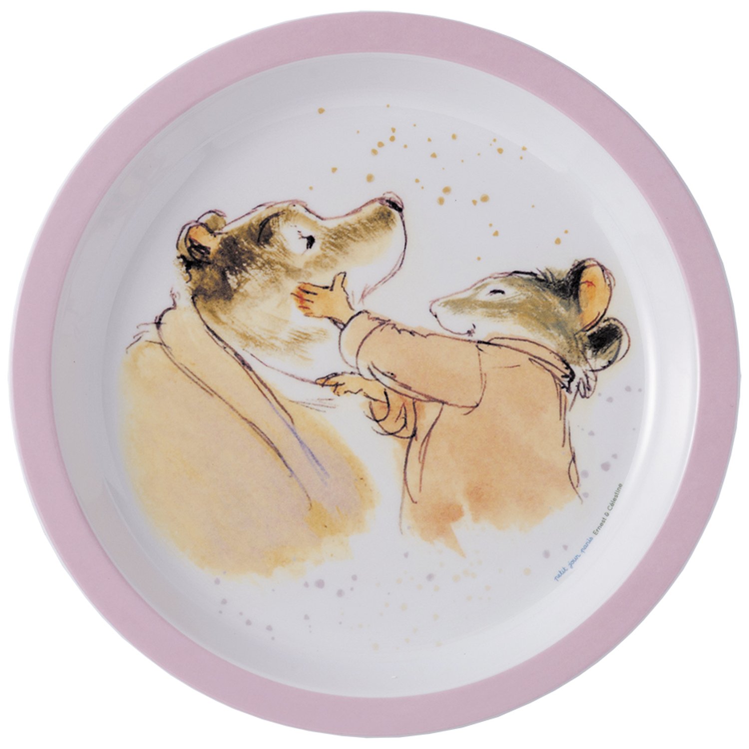 Assiette bébé ernest et célestine rose (18 cm)
