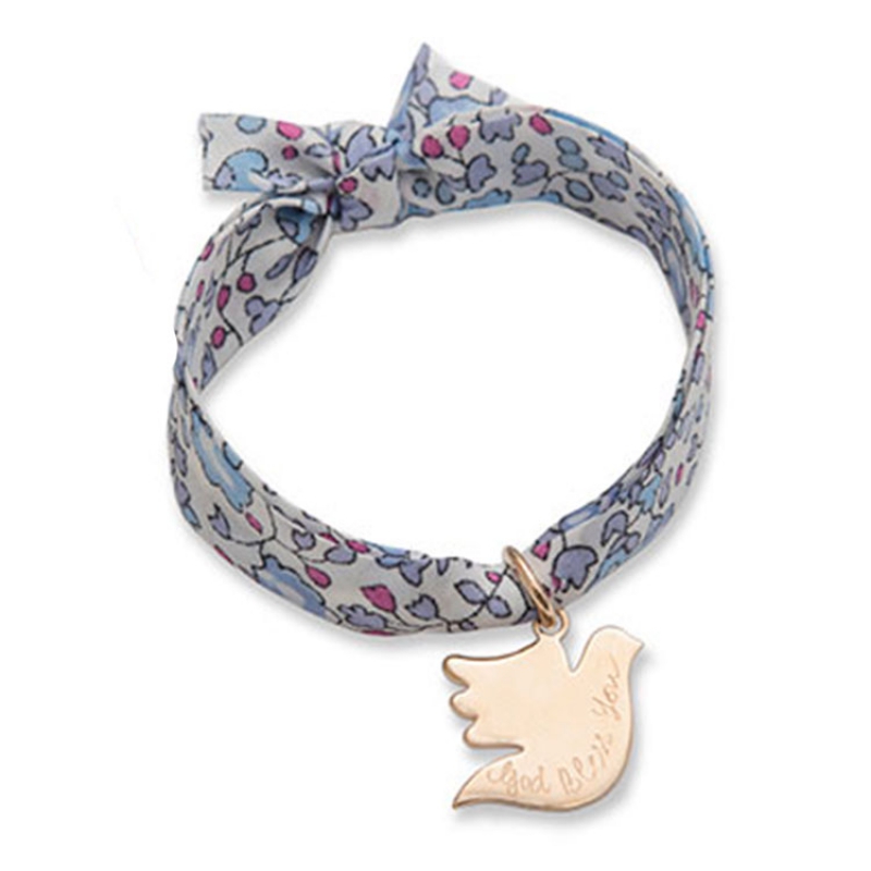 Bracelet enfant Liberty avec colombe personnalisable (plaqué or) (Merci Maman) - Image 4