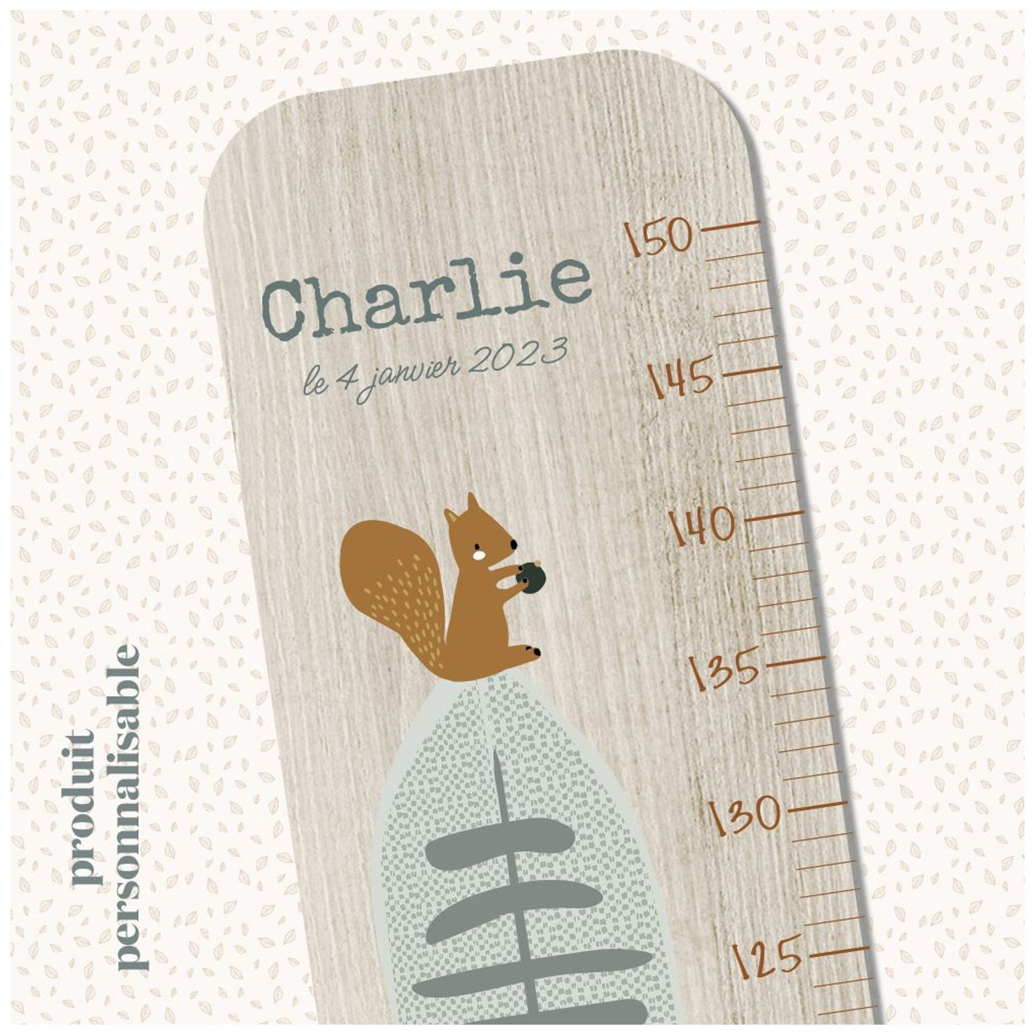 Toise en bois Renard Forêt Edgar personnalisable (Charlie et Suzie) - Image 2