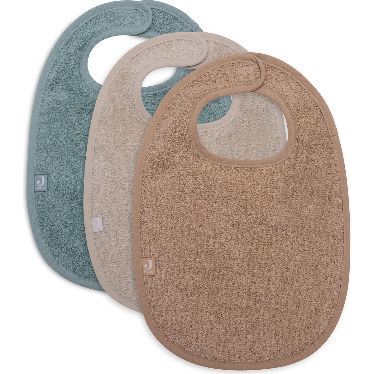 Lot de 3 bavoirs en éponge Sea Green-Nougat-Biscuit (Jollein) - Image 1