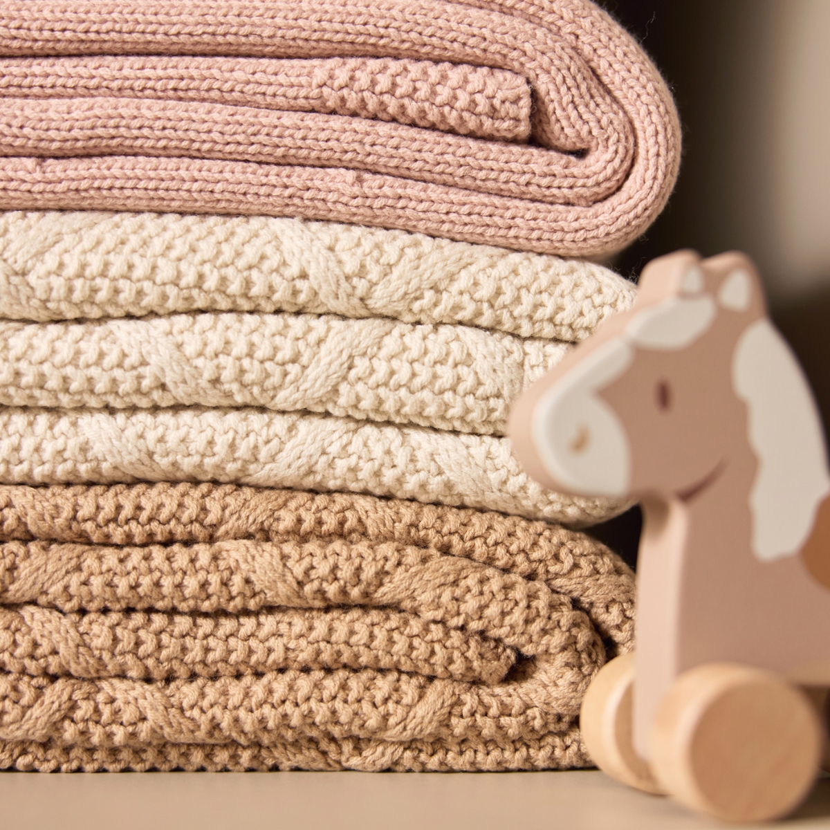 Couverture en polaire Check Knit Oatmeal (100 x 150 cm) (Jollein) - Image 1