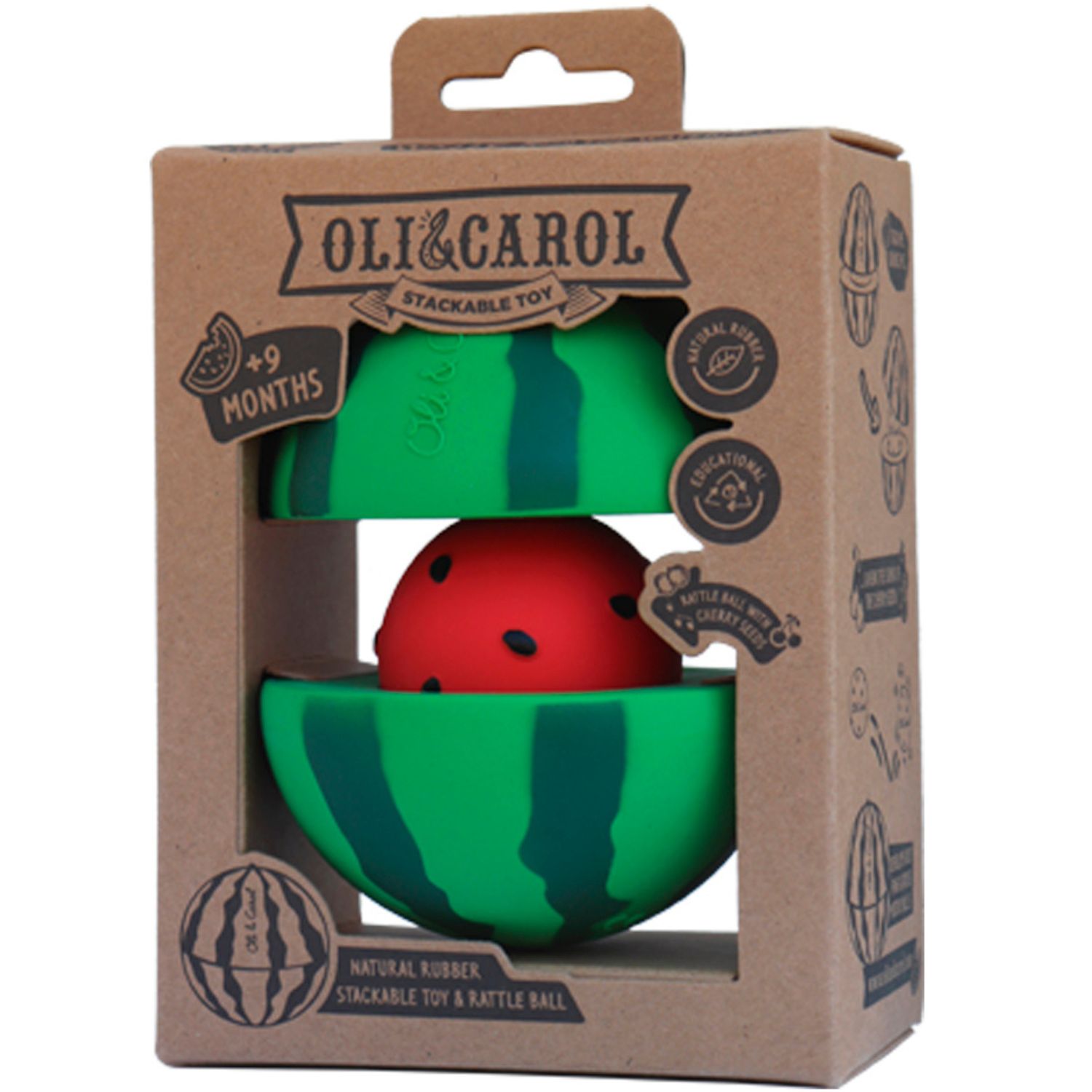 Jouet à empiler et balle hochet Watermelon (Oli and Carol) - Image 3