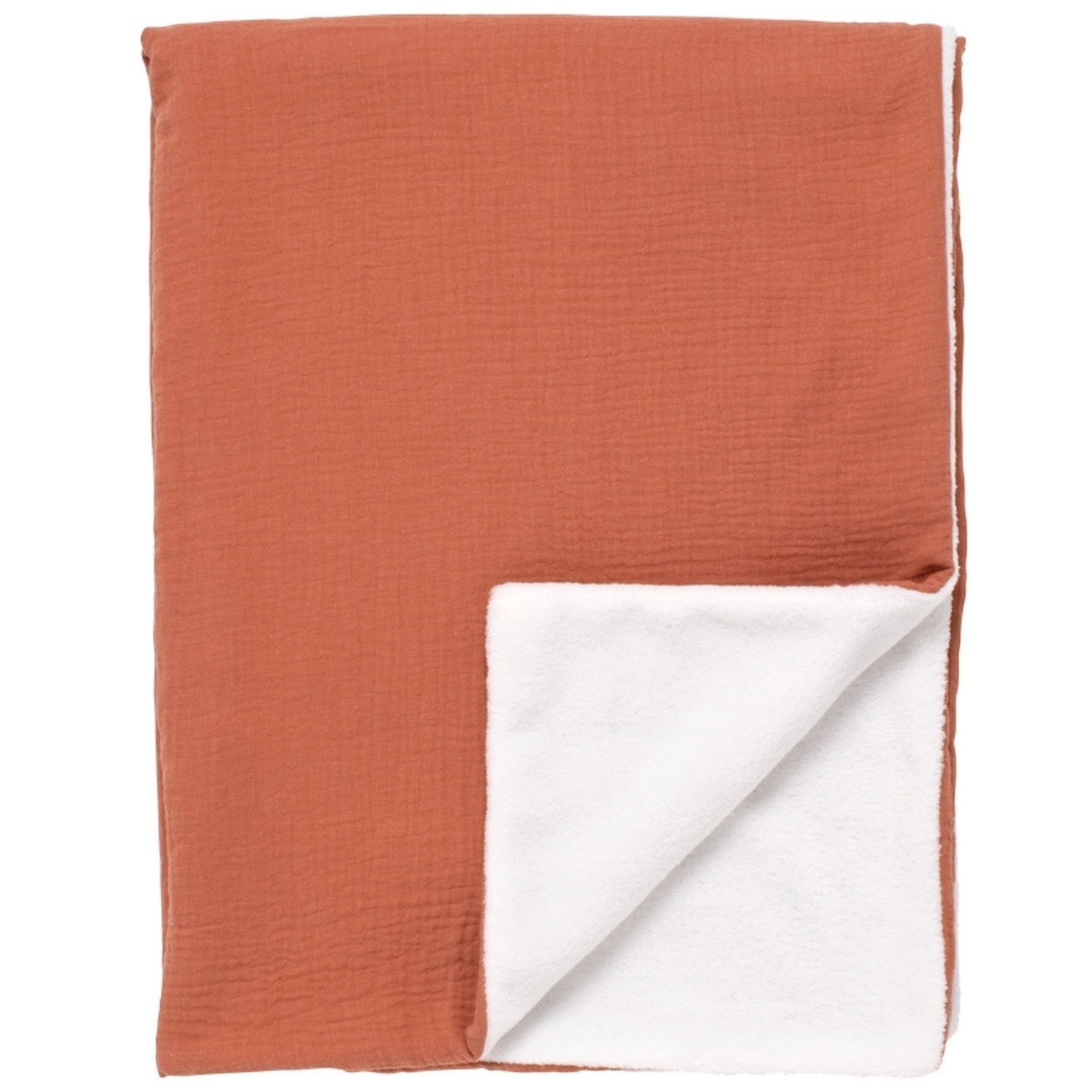 Couverture polaire et gaze de coton Terracotta (75 x 100 cm)