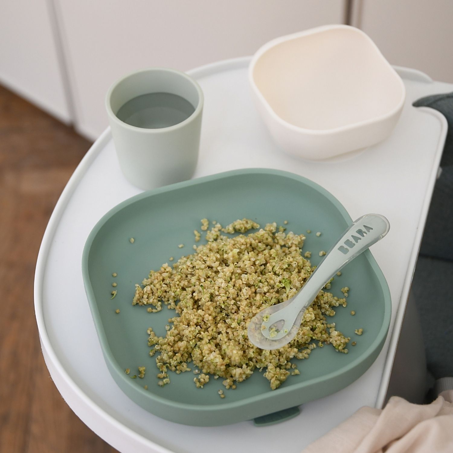 Coffret repas silicone Vert sauge et Vert de gris (4 pièces) (Béaba) - Image 5