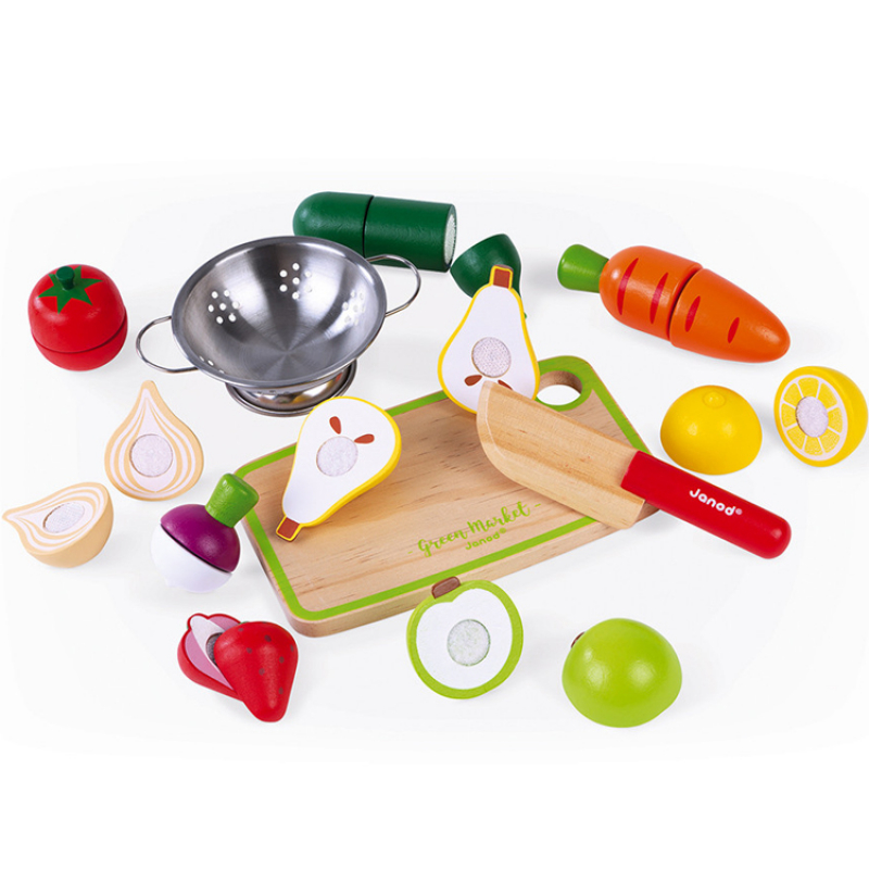Janod - Maxi set de fruits et légumes en bois à découper