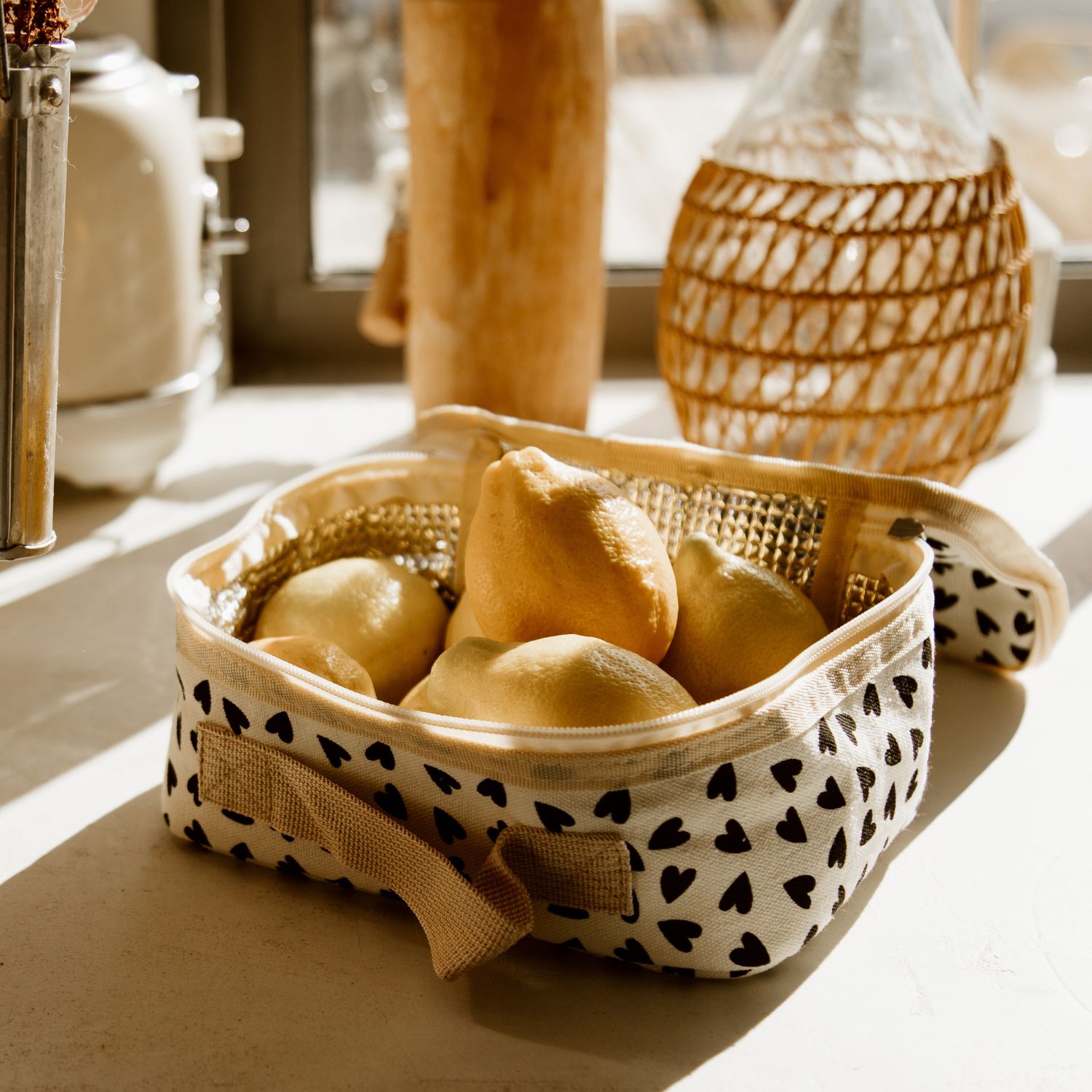 Sac à goûter isotherme Cœurs Ecru (Atelier Wagram) - Image 1