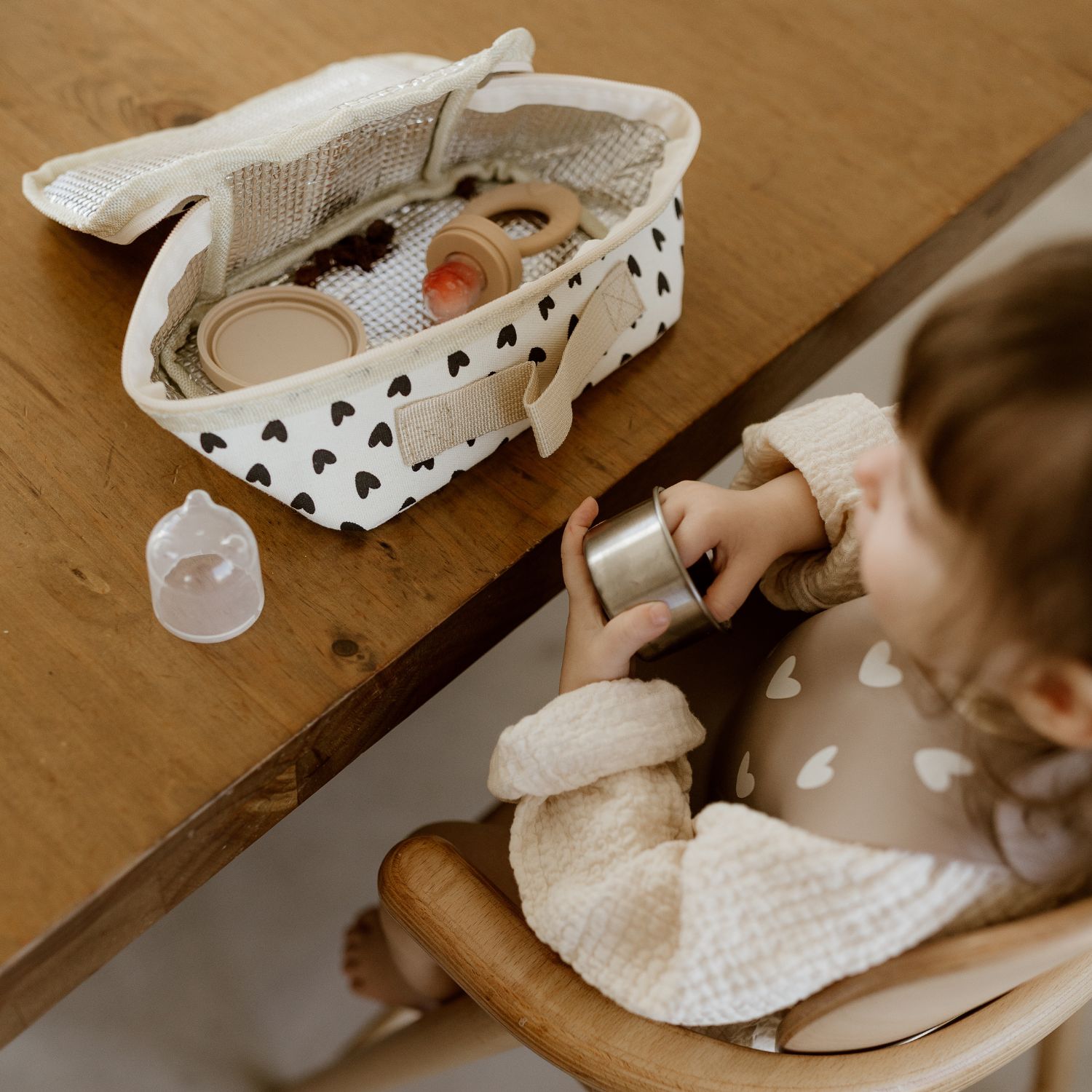 Sac à goûter isotherme Cœurs Ecru (Atelier Wagram) - Image 2