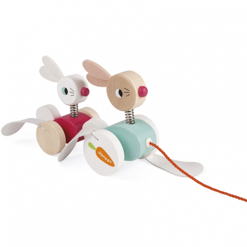 Jouet à tirer lapins zigolos (Janod) - Image 1