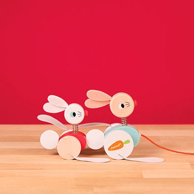 Jouet à tirer lapins zigolos (Janod) - Image 2