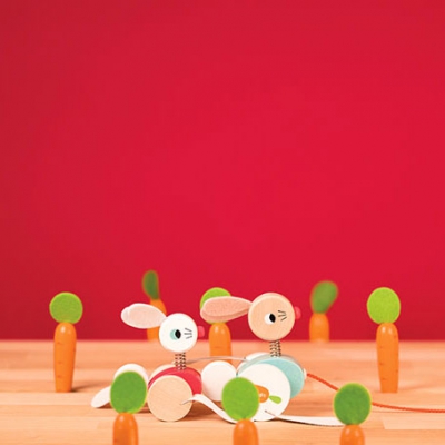 Jouet à tirer lapins zigolos (Janod) - Image 3