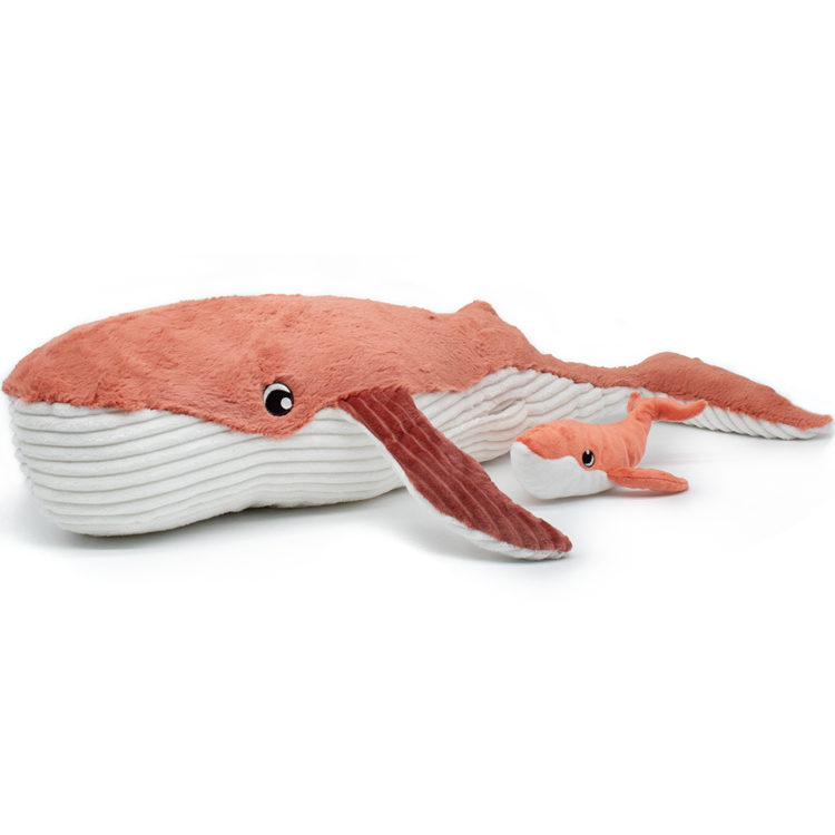 Les Déglingos - Peluche Gravillou baleine maman et bébé Les Ptipotos terracotta