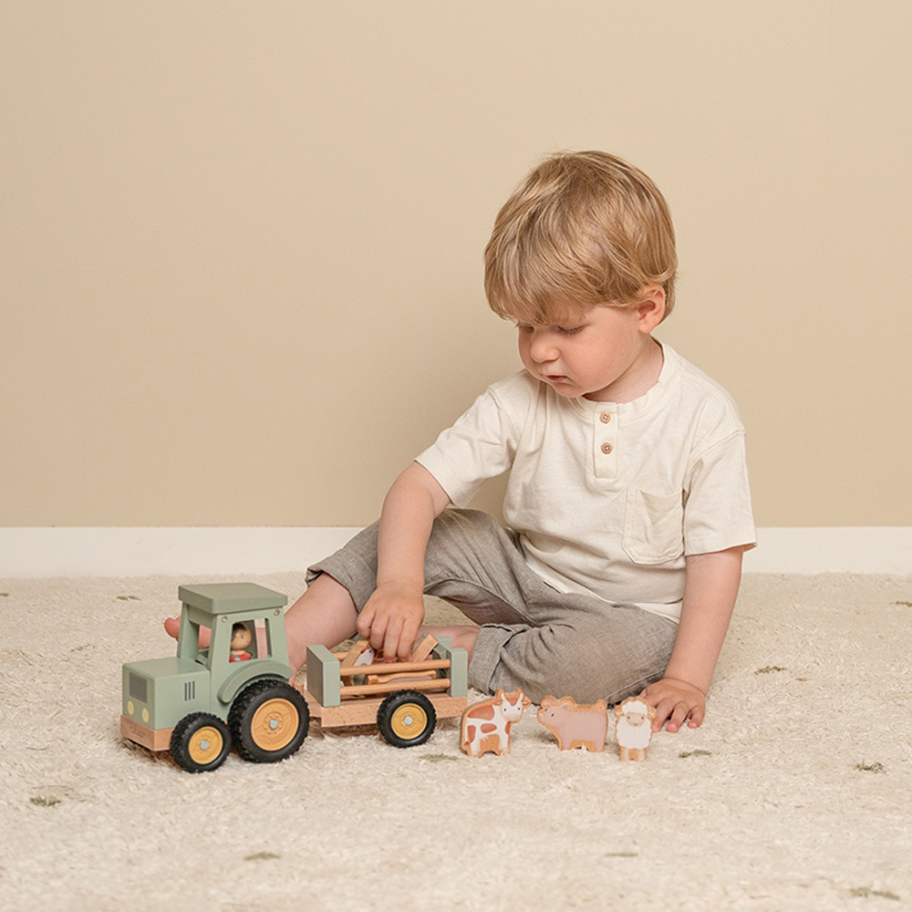Tracteur avec remorque en bois Little Farm (Little Dutch) - Image 2