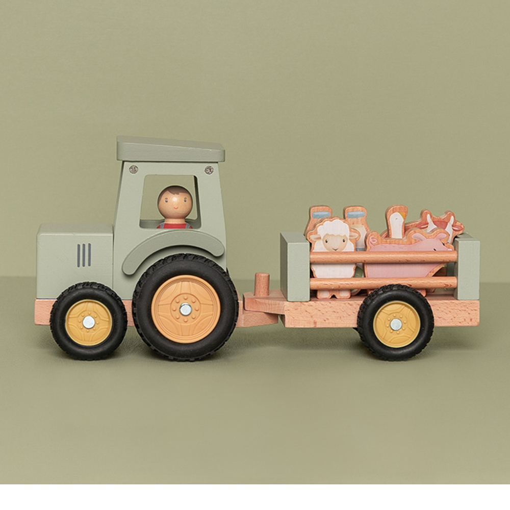 Tracteur avec remorque en bois Little Farm (Little Dutch) - Image 5