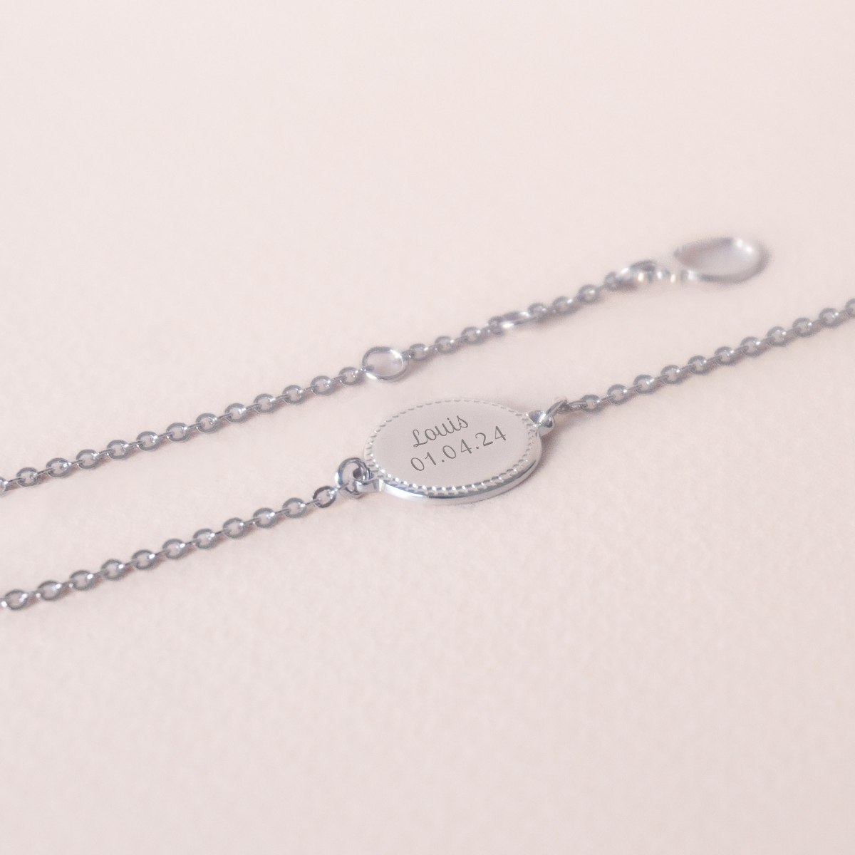 Mon Petit Poids - Bracelet médaille Madelaine (argent rhodié)