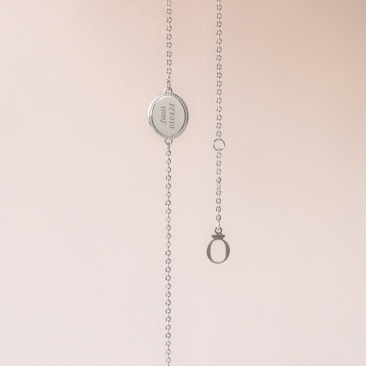 Bracelet médaille Madelaine (argent rhodié) (Mon Petit Poids) - Image 1