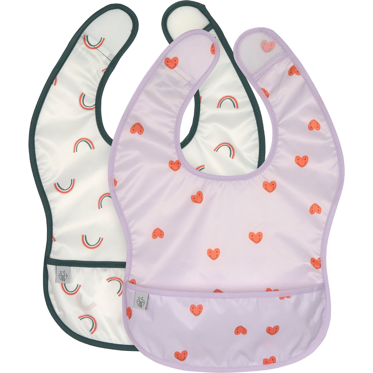 Lassig - Lot de 2 bavoirs Happy Rascals Coeur lavande