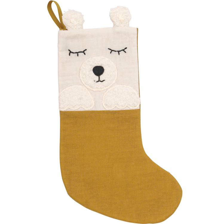 Kikadu - Chaussette de Noël Ours moutarde