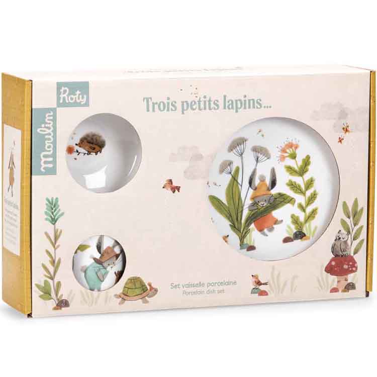 Coffret repas en porcelaine Trois petits lapins (3 pièces) (Moulin Roty) - Image 6