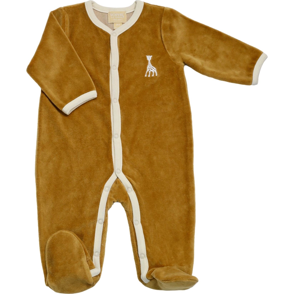Pyjama en velours camel Sophie la girafe (3 mois) (Trois Kilos Sept) - Image 1
