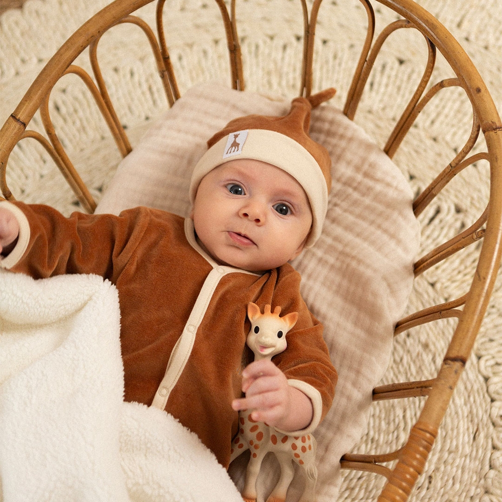 Pyjama en velours camel Sophie la girafe (3 mois) (Trois Kilos Sept) - Image 2