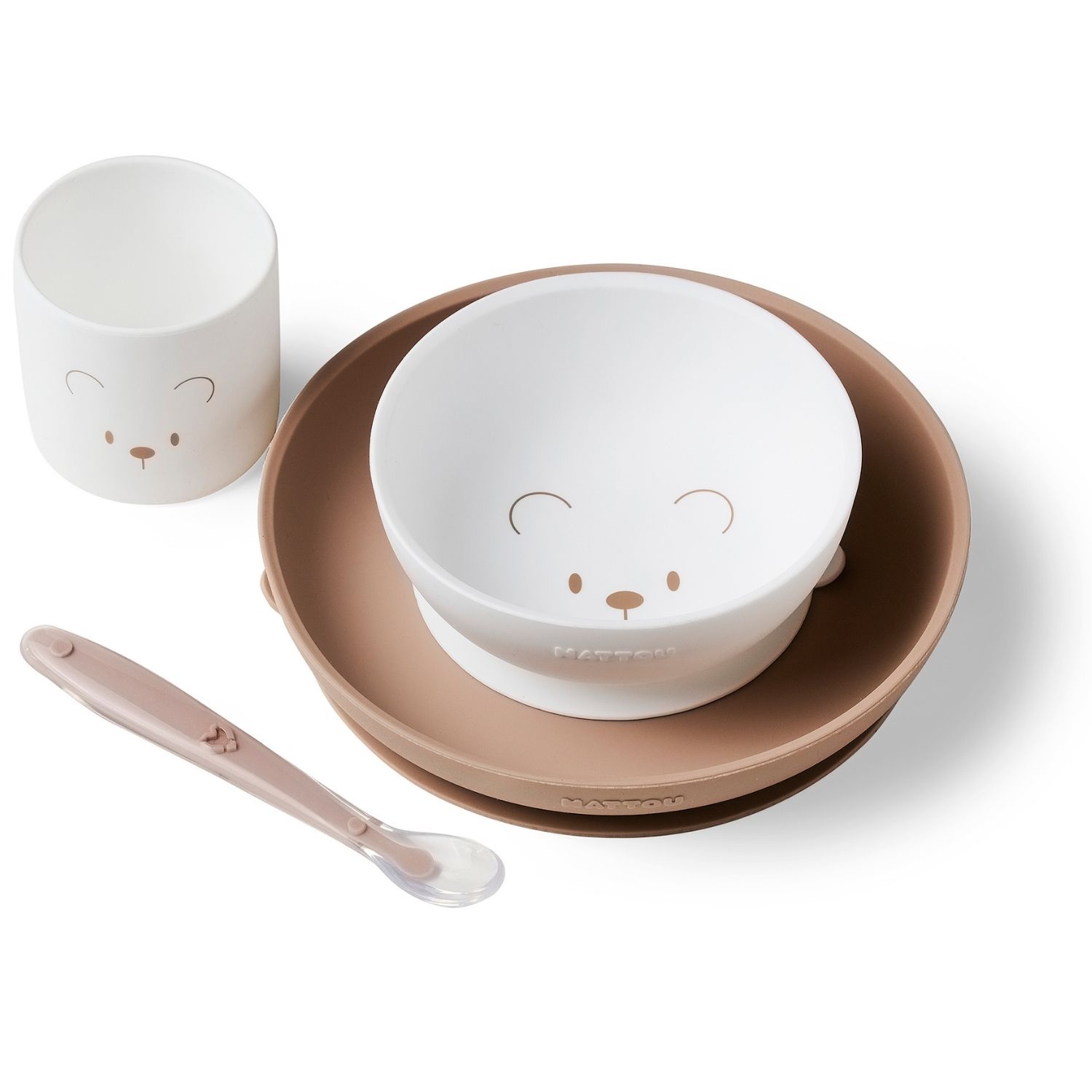 Nattou - Coffret repas Ours Blanc-Marron (4 pièces)