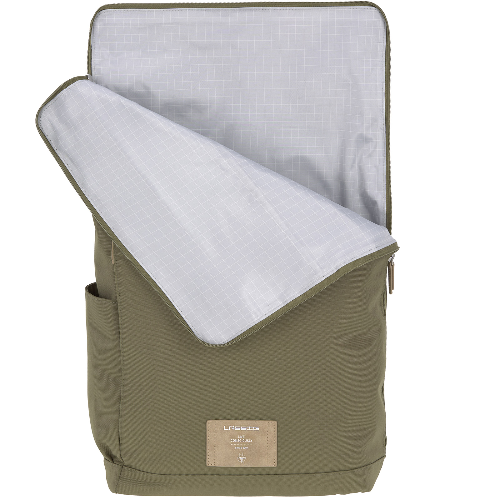 Sac à dos à langer en polyester recyclé Green label Rolltop olive (Lassig) - Image 4