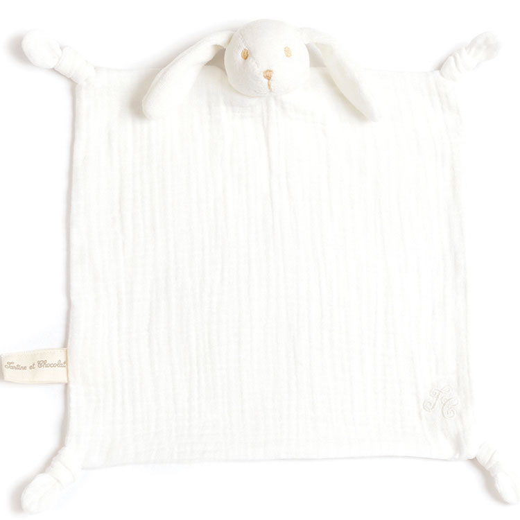 Tartine et Chocolat - Doudou plat en coton bio lapin  (30 x 30 cm)