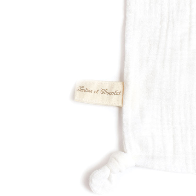 Doudou plat en coton bio lapin  (30 x 30 cm) (Tartine et Chocolat) - Image 5