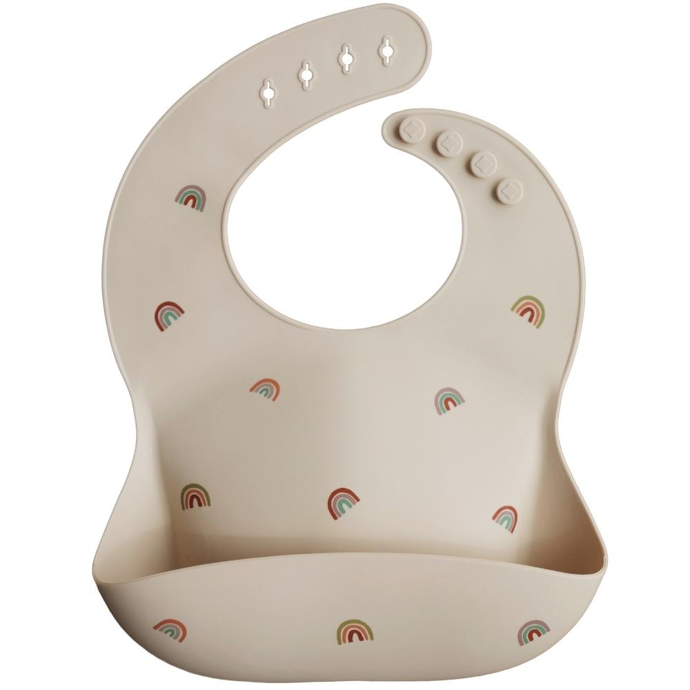 Mushie - Bavoir à poche en silicone Rainbows