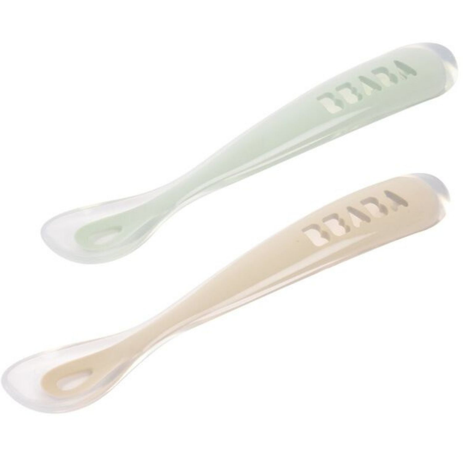 Lot de 2 cuillères silicone 1er âge Duo Argile Vert de gris