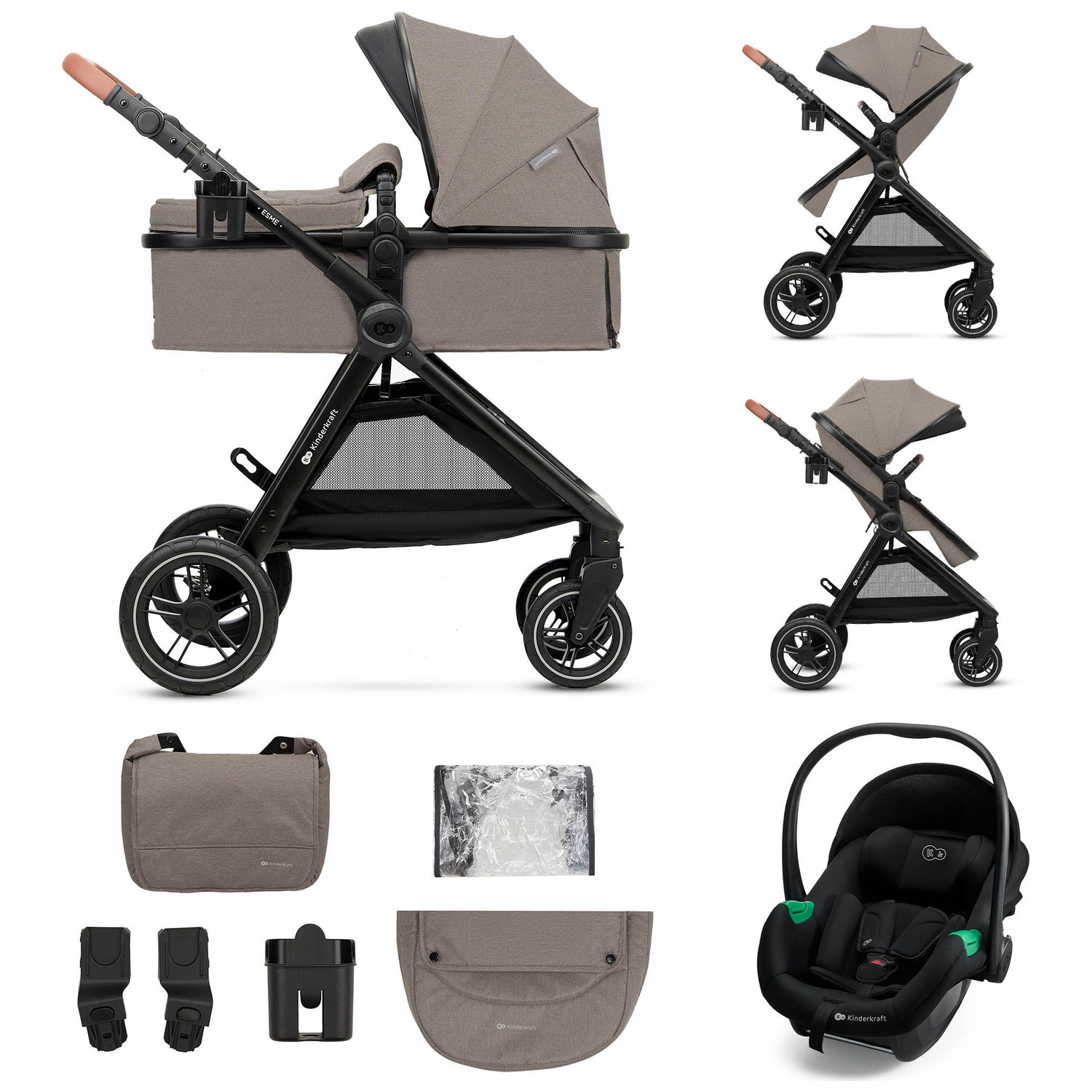 Kinderkraft - Poussette Esme Pro 3 en 1 Sand Beige