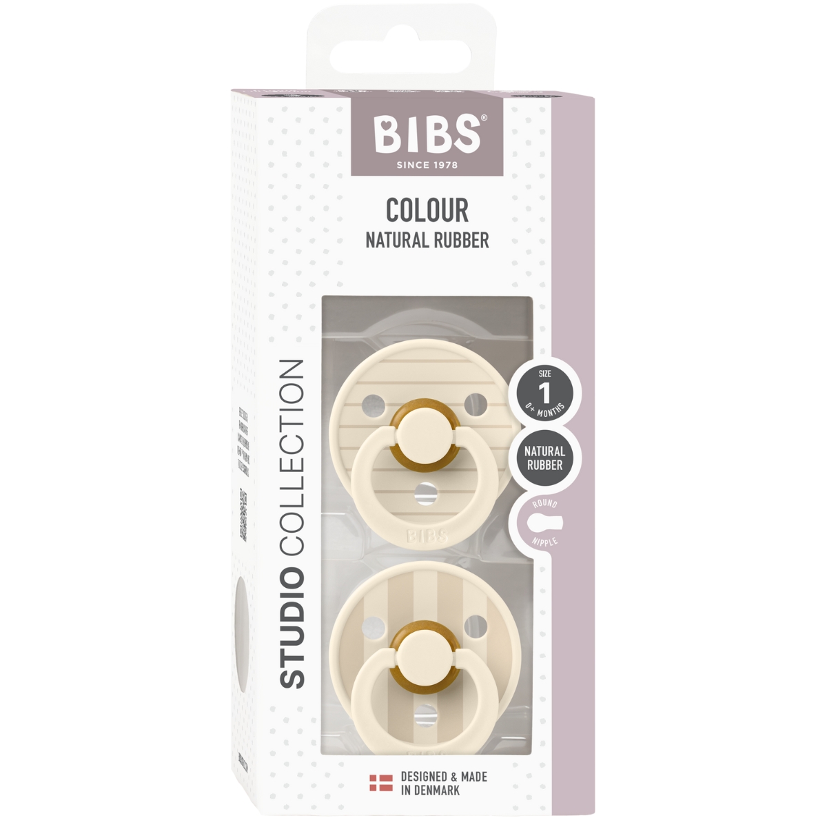Lot de 2 sucettes en latex Studio Colour Ivory-Vanilla (0-6 mois) (Bibs) - Image 4