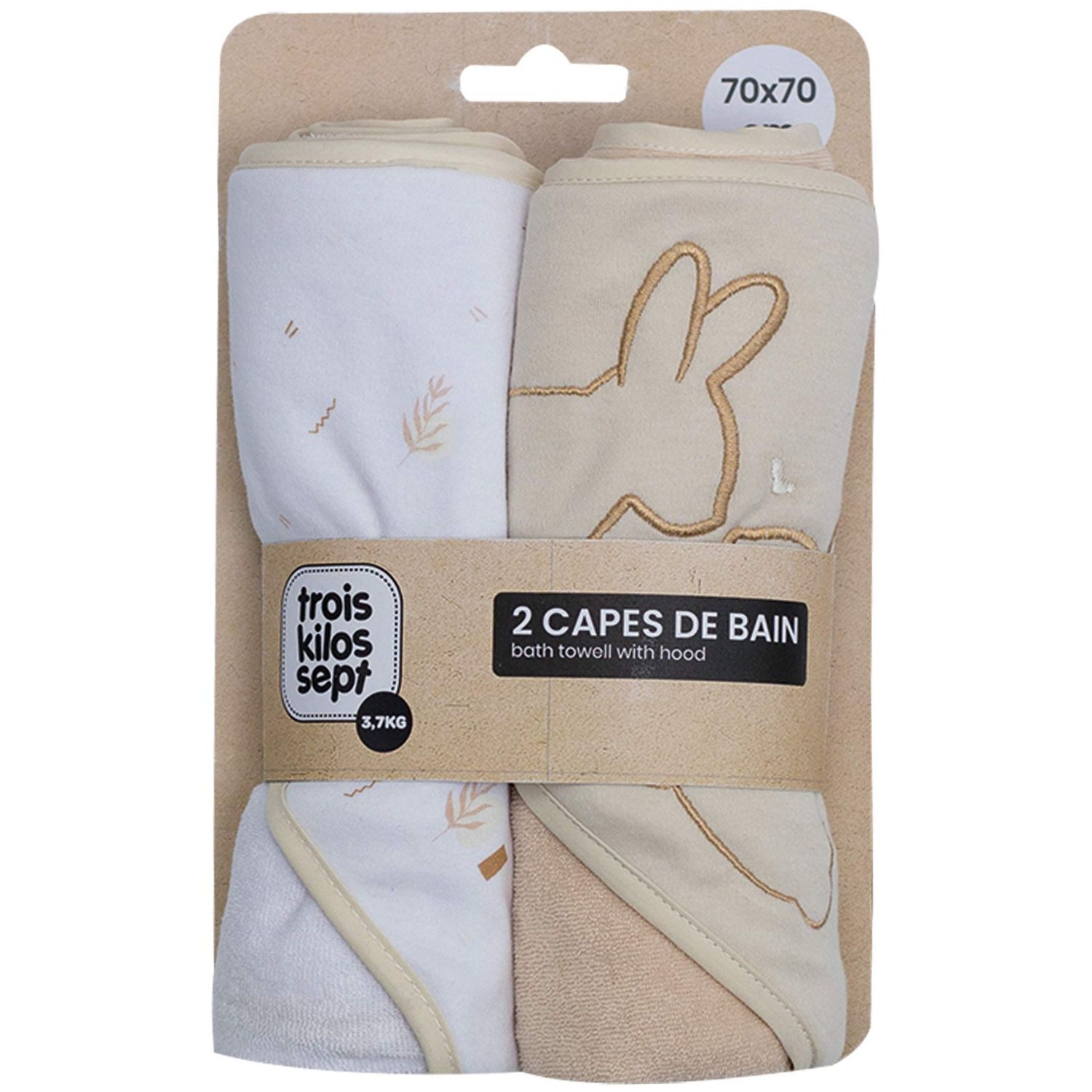 Trois Kilos Sept - Lot 2 capes de bain lapin Aop