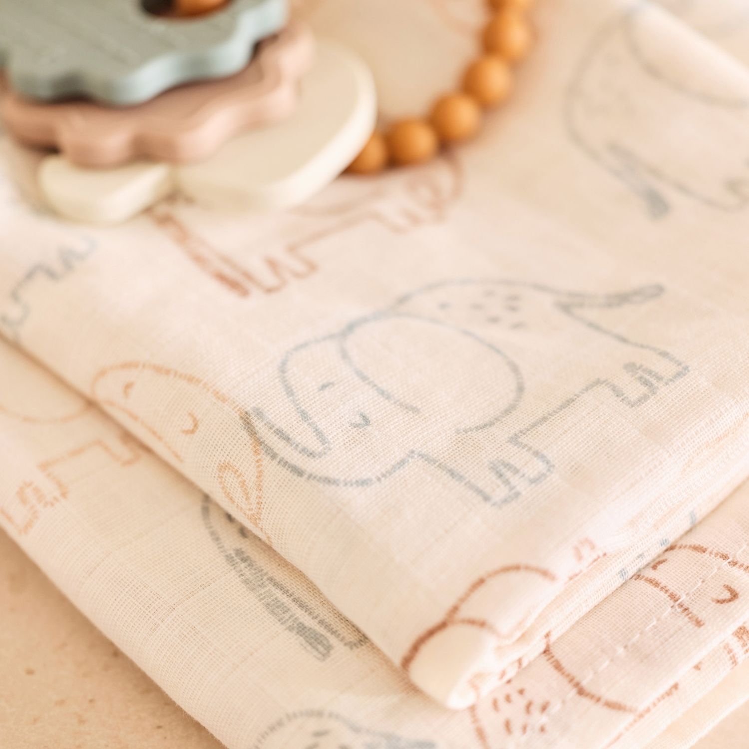 Lot de 3 langes en gaze de coton Elephant Tales (70 x 70 cm) (Jollein) - Image 3