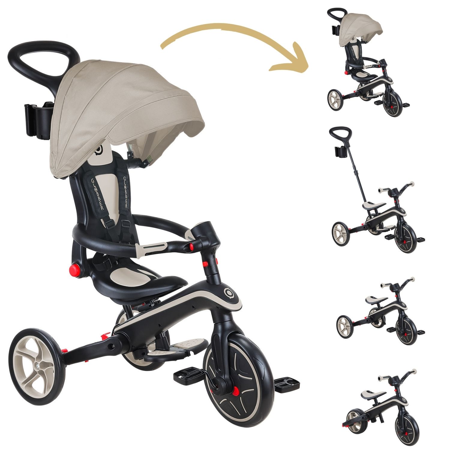 Globber - Tricycle Trike Explorer Foldable V2 4 en 1 Taupe