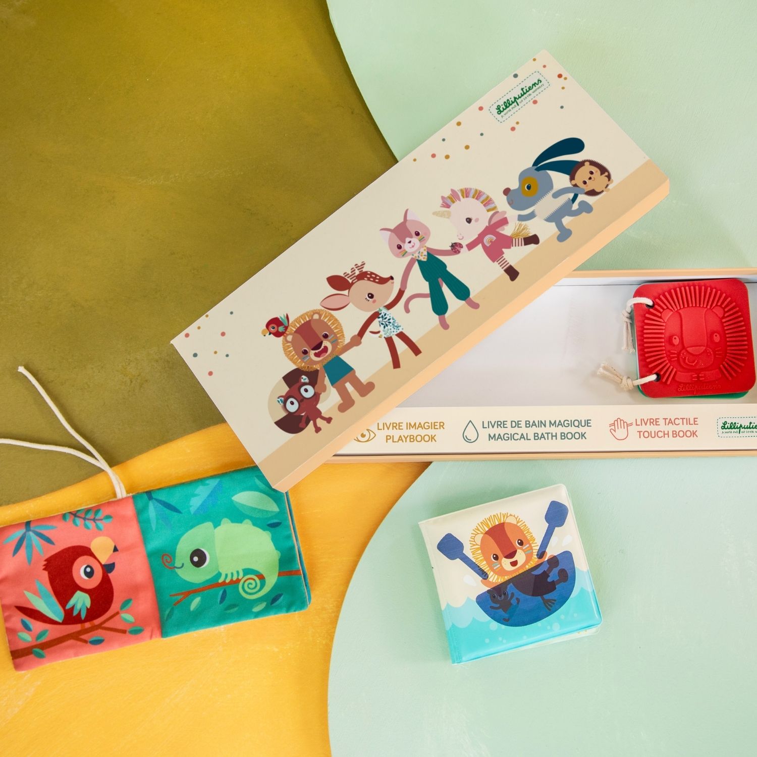 Lilliputiens - Set de naissance 3 livres sensoriels Jungle
