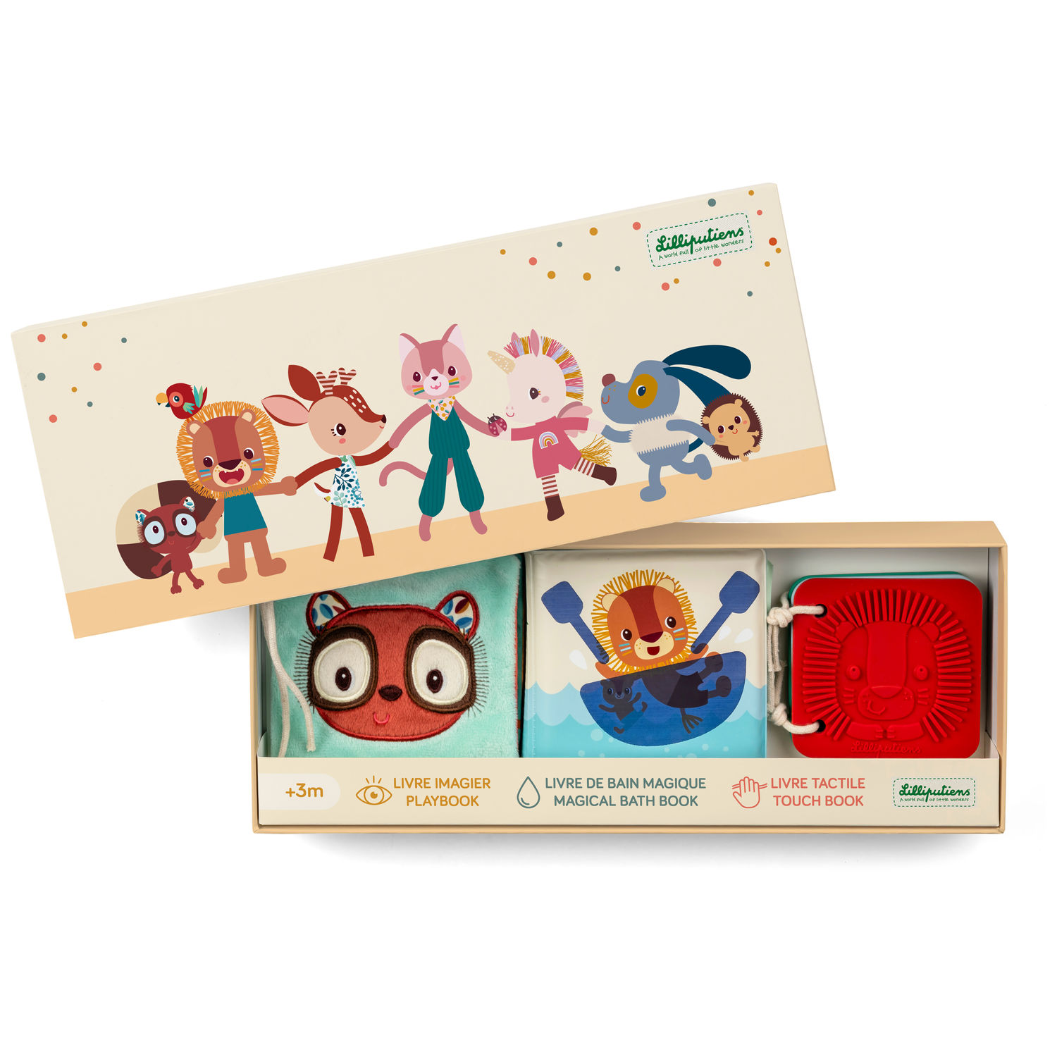 Set de naissance 3 livres sensoriels Jungle (Lilliputiens) - Image 3