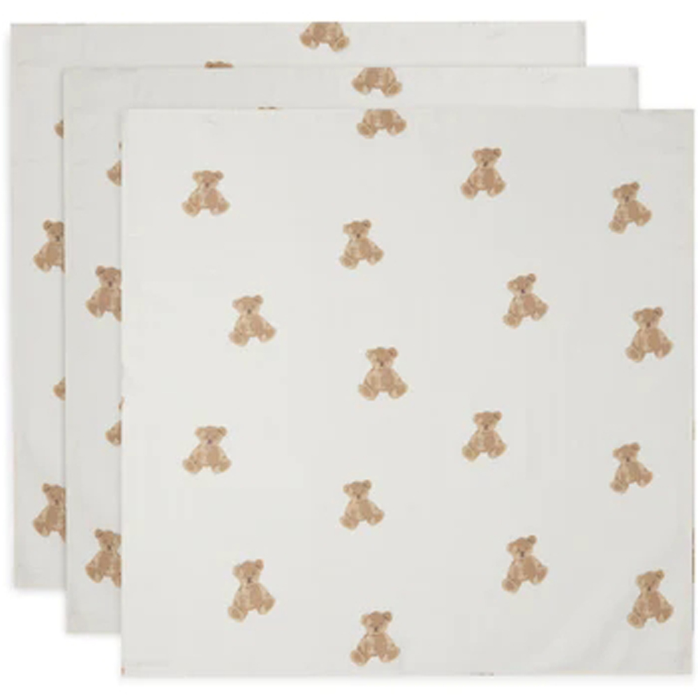 Jollein - Lot de 3 langes en gaze de coton Teddy Bear (70 x 70 cm)