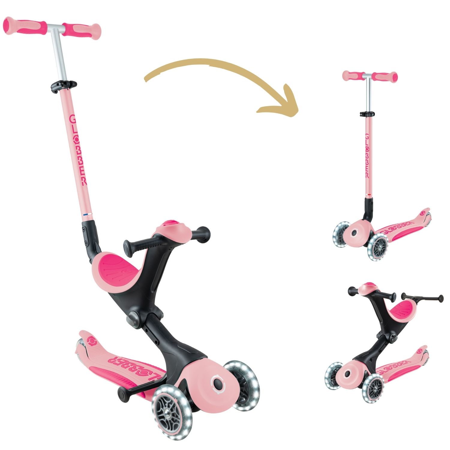 Trottinette Go up Deluxe Lights Pastel Rose