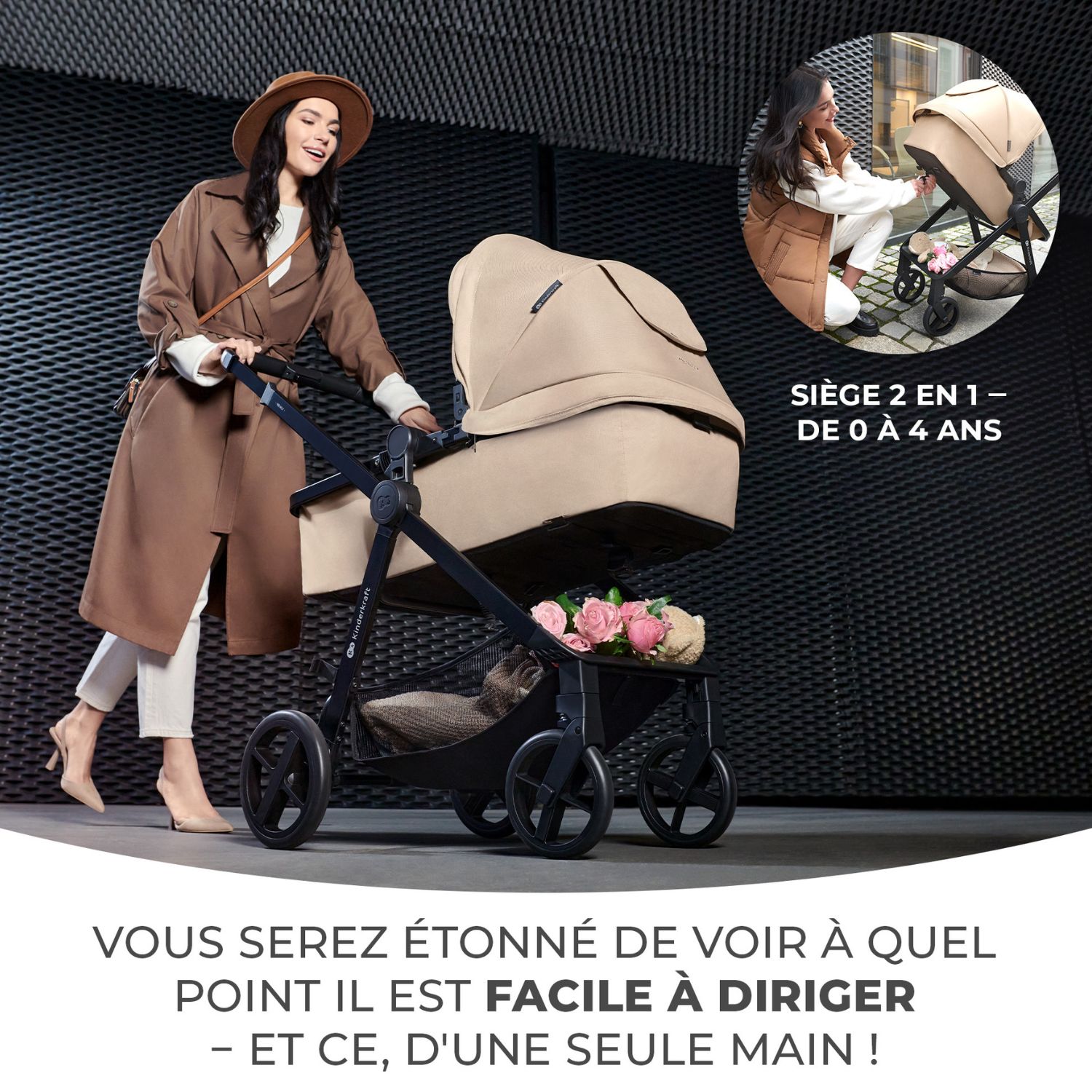 Poussette 4 en 1 Newly Sand Beige (Kinderkraft) - Image 1