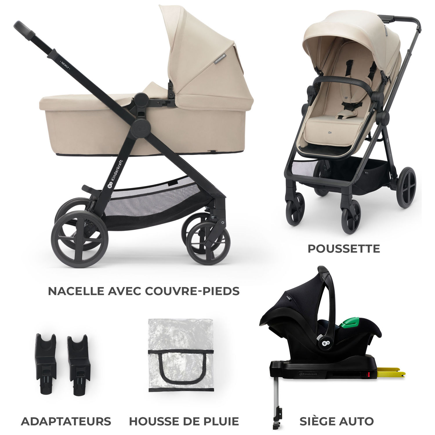 Poussette 4 en 1 Newly Sand Beige (Kinderkraft) - Image 7