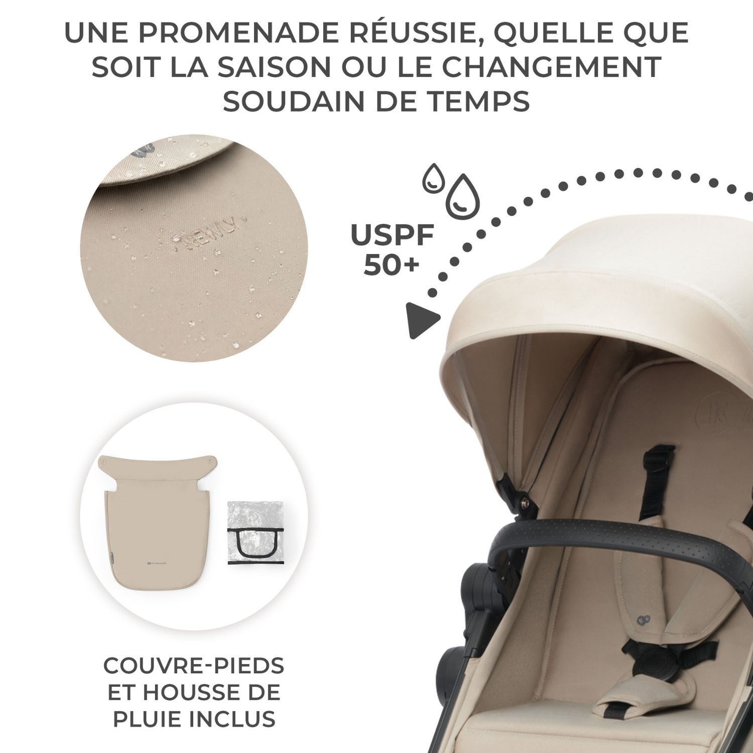 Poussette 4 en 1 Newly Sand Beige (Kinderkraft) - Image 3
