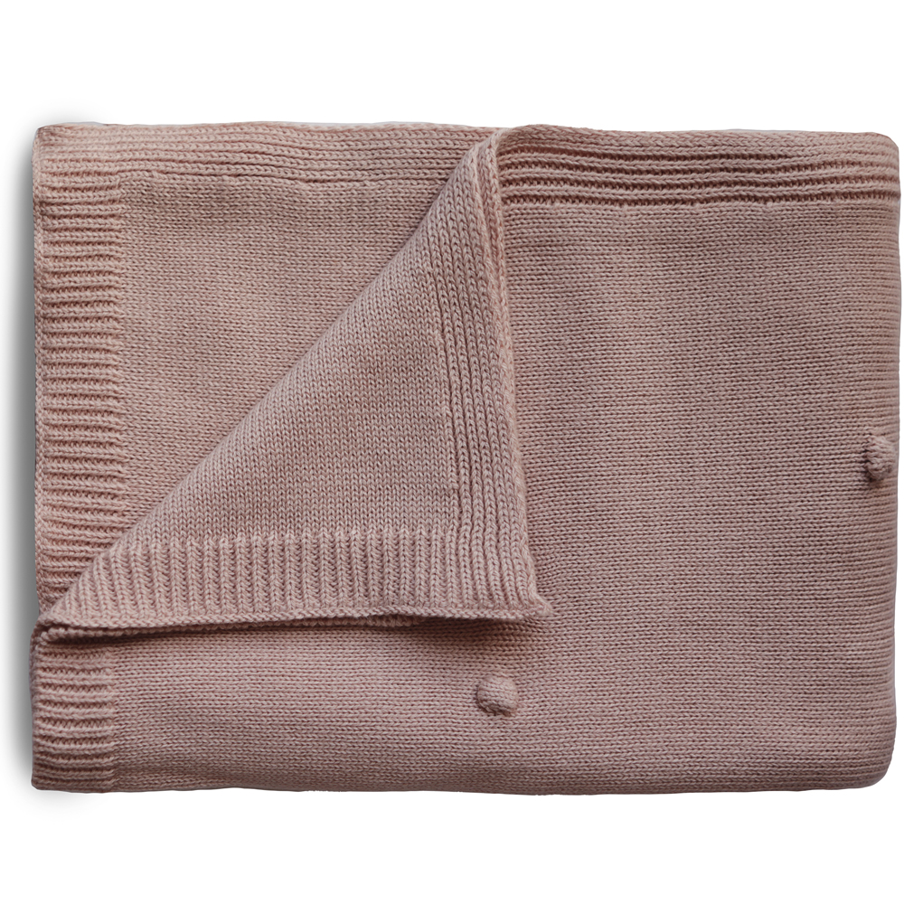 MUSHIE Couverture tricot&eacute;e en coton bio Textured Dots Blush (80 x 100 cm)