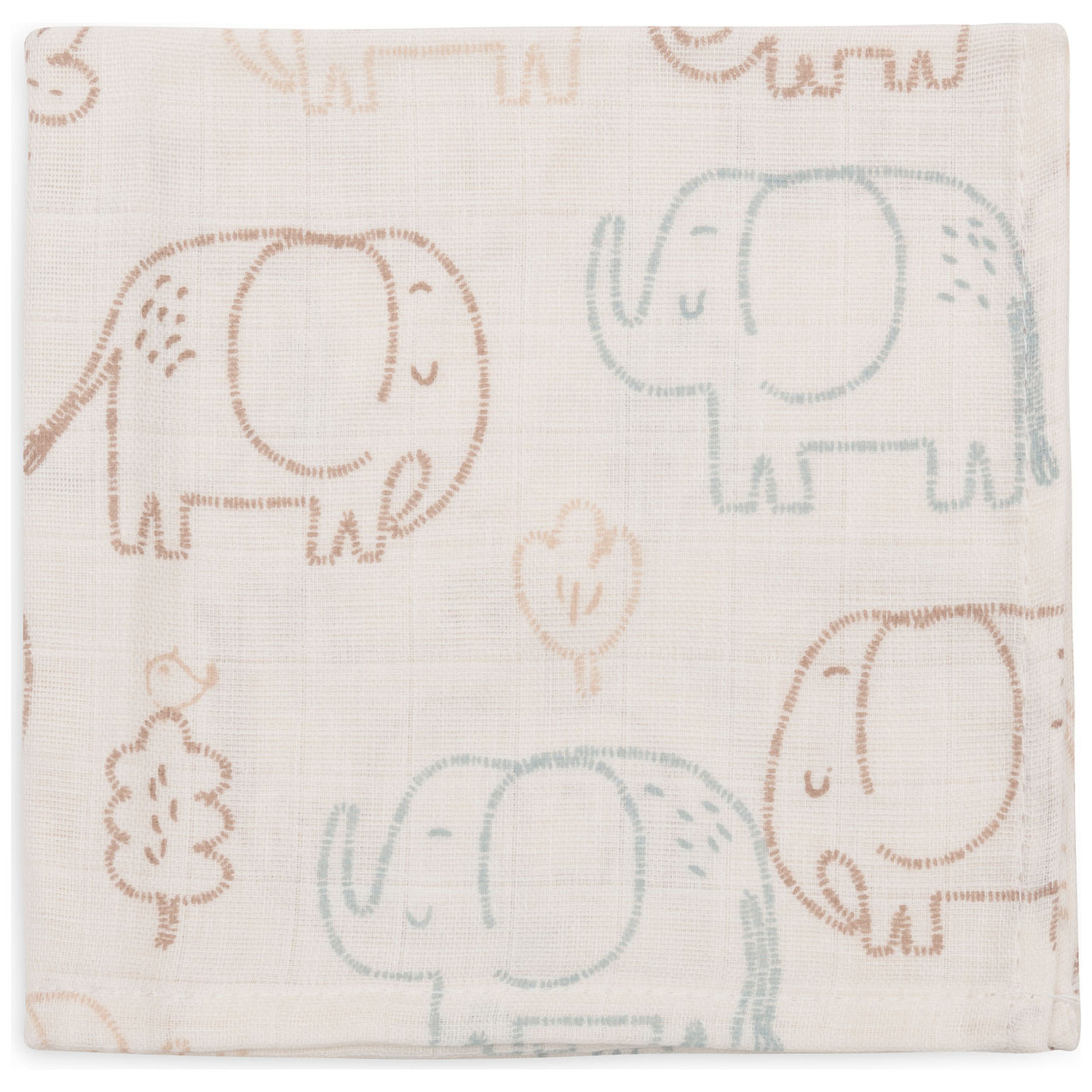 Lot de 3 mini langes en gaze de coton Elephant Tales (31 x 31 cm) (Jollein) - Image 4