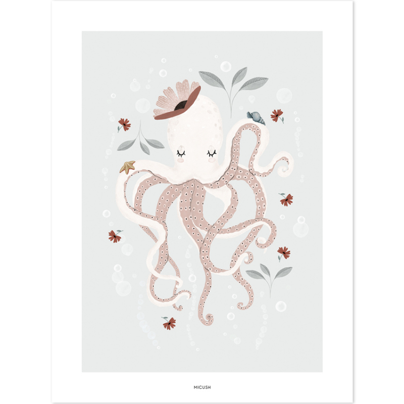 Affiche pieuvre Lady octopus (30 x 40 cm) (Lilipinso) - Image 1