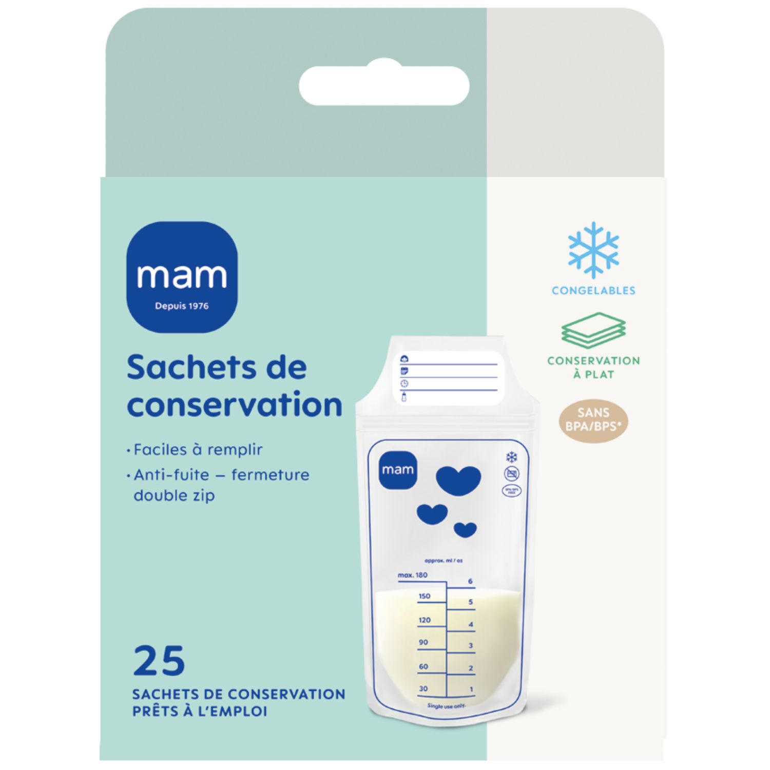 Lot de 25 sachets de conservation (180 ml) (Mam) - Image 1