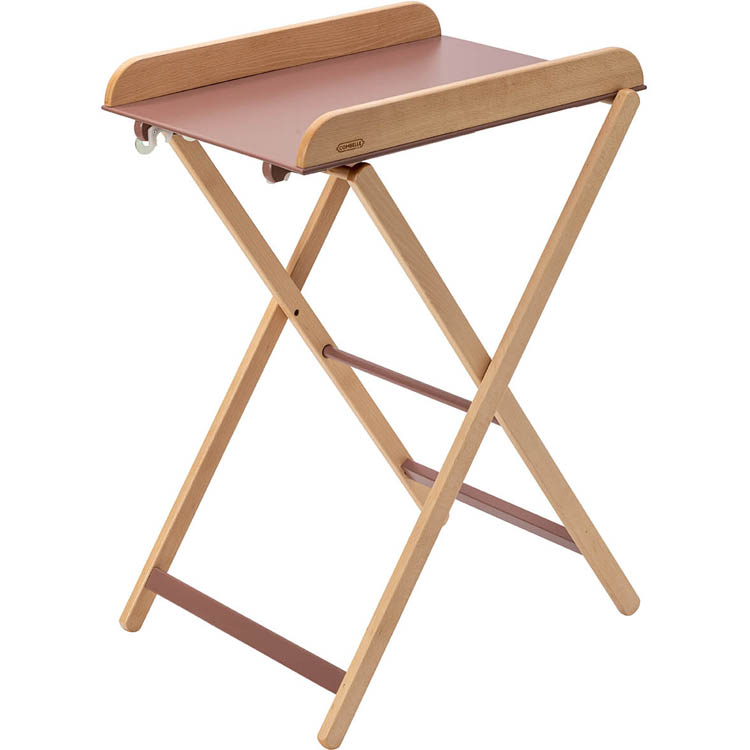 Combelle - Table à langer pliante Jade bois massif hybride vieux rose