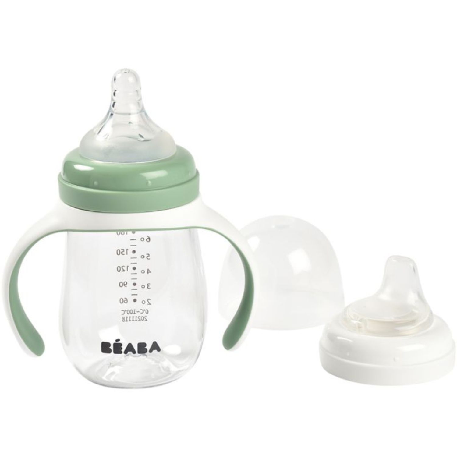 Biberon d'apprentissage 2 en 1 vert sauge (210 ml) (Béaba) - Image 1